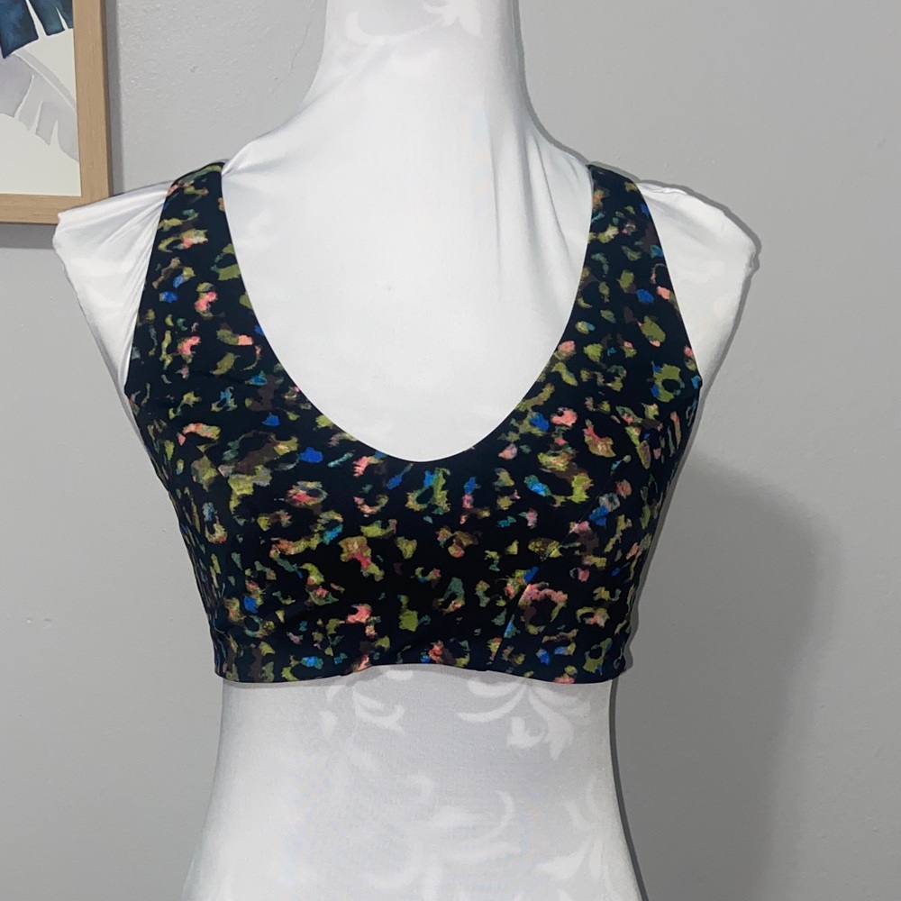 Athleta animal print strappy swim top